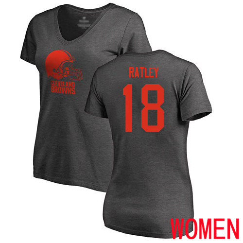 Cleveland Browns Damion Ratley Women Ash Jersey #18 NFL Football One Color T Shirt->women nfl jersey->Women Jersey